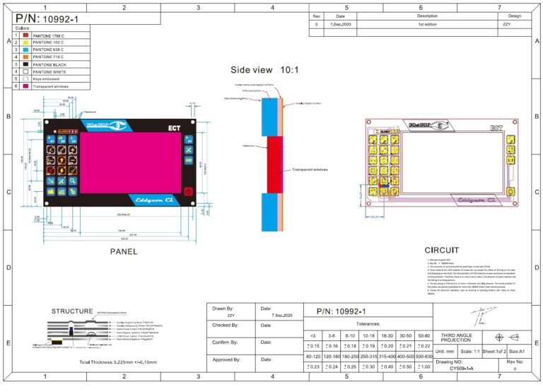 Конструкція мембранної клавіатури, вид 1